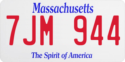 MA license plate 7JM944