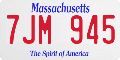 MA license plate 7JM945