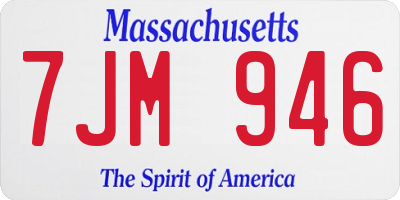 MA license plate 7JM946