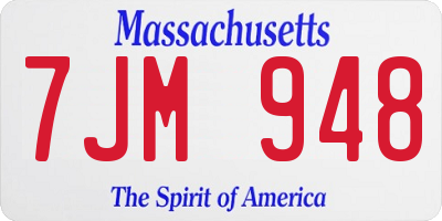 MA license plate 7JM948