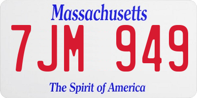 MA license plate 7JM949