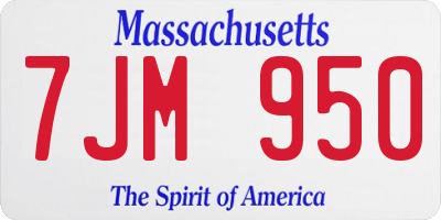MA license plate 7JM950