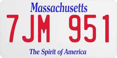 MA license plate 7JM951