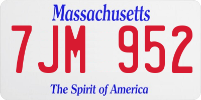 MA license plate 7JM952