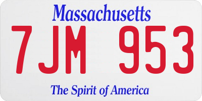 MA license plate 7JM953