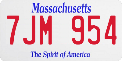 MA license plate 7JM954
