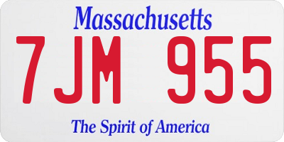 MA license plate 7JM955