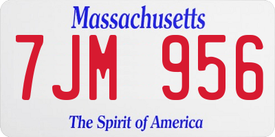 MA license plate 7JM956