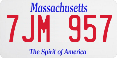 MA license plate 7JM957