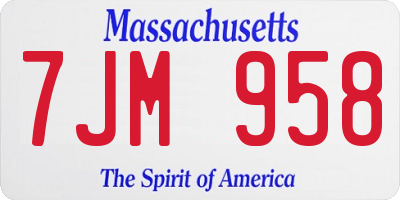 MA license plate 7JM958