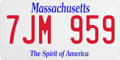 MA license plate 7JM959