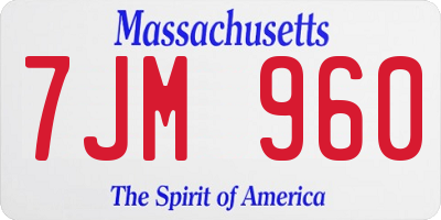 MA license plate 7JM960