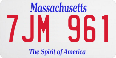 MA license plate 7JM961
