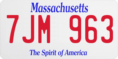 MA license plate 7JM963