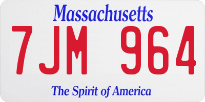 MA license plate 7JM964