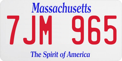 MA license plate 7JM965