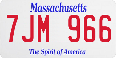 MA license plate 7JM966