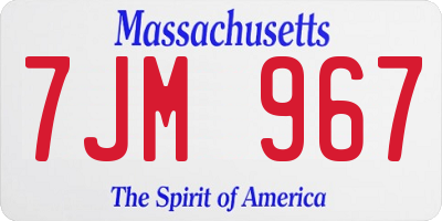 MA license plate 7JM967