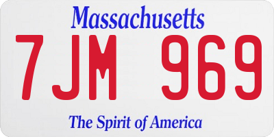 MA license plate 7JM969