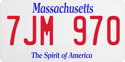 MA license plate 7JM970