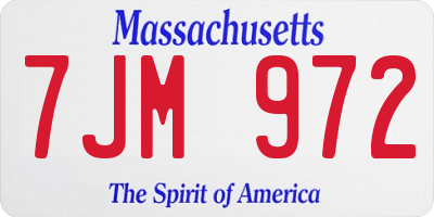 MA license plate 7JM972