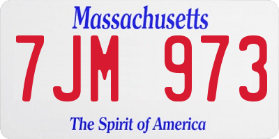 MA license plate 7JM973