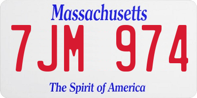 MA license plate 7JM974