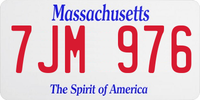 MA license plate 7JM976