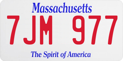MA license plate 7JM977