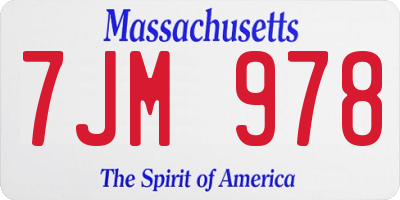 MA license plate 7JM978