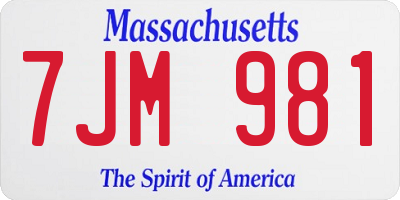 MA license plate 7JM981
