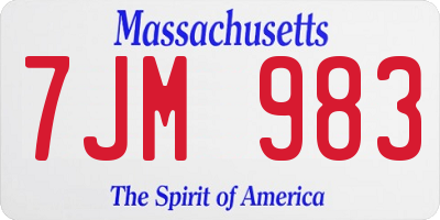 MA license plate 7JM983