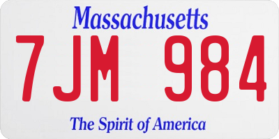 MA license plate 7JM984