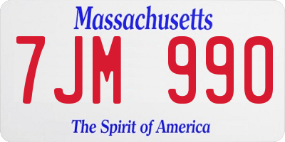 MA license plate 7JM990