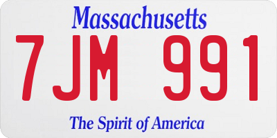 MA license plate 7JM991