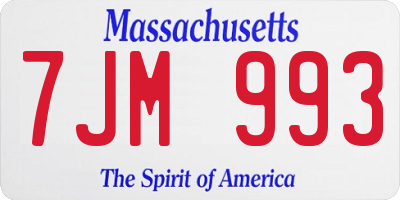 MA license plate 7JM993