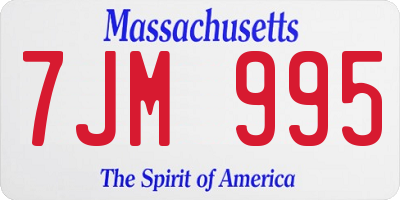 MA license plate 7JM995