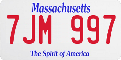 MA license plate 7JM997