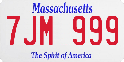 MA license plate 7JM999