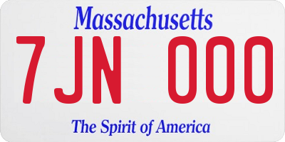 MA license plate 7JN000