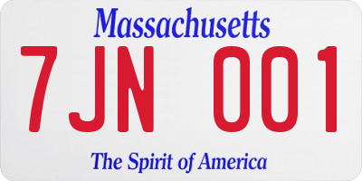 MA license plate 7JN001