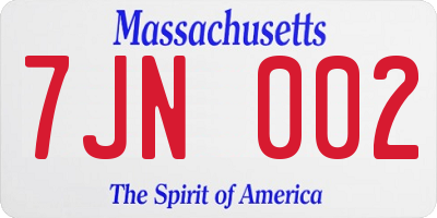 MA license plate 7JN002