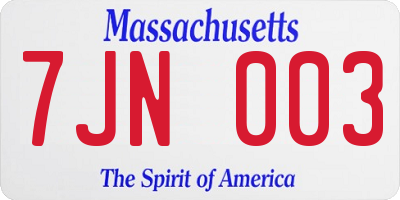 MA license plate 7JN003