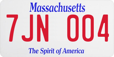 MA license plate 7JN004