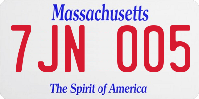 MA license plate 7JN005