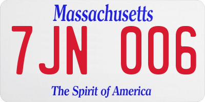 MA license plate 7JN006