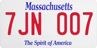 MA license plate 7JN007