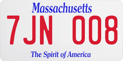 MA license plate 7JN008