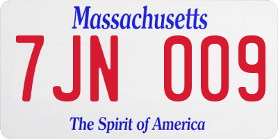MA license plate 7JN009