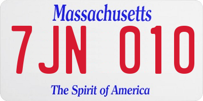 MA license plate 7JN010